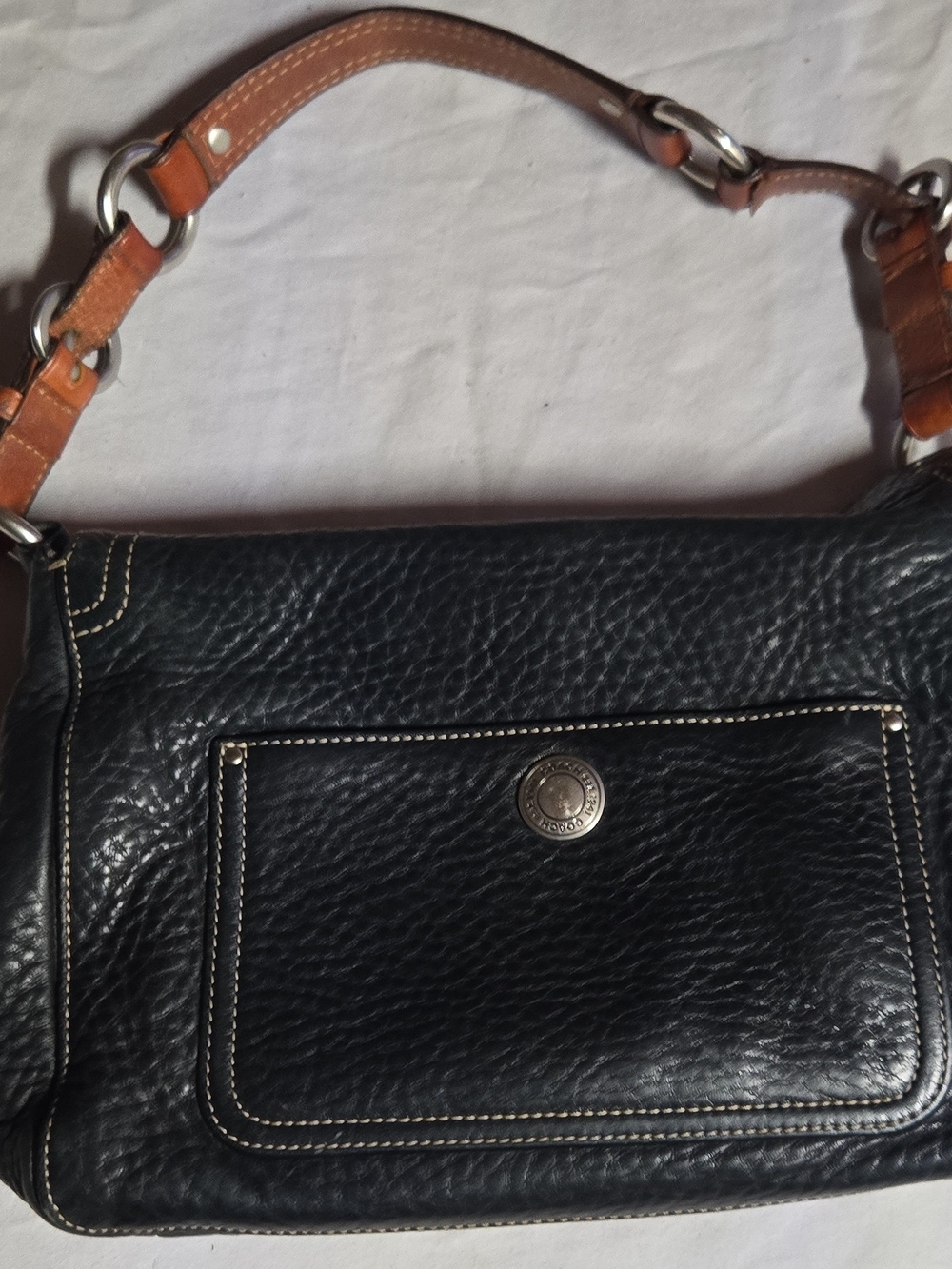 Coach Leather Shoulder Bag in Black & Brown